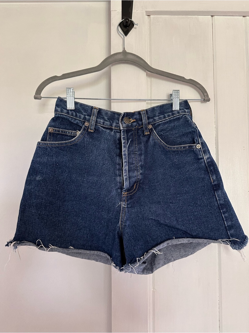 Vintage High-Waist Dark Blue Denim Shorts